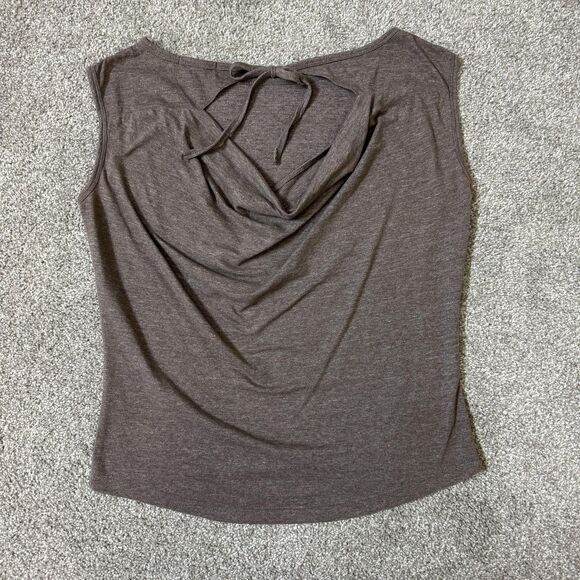 prAna Shirt Womens XS Gray Sleeveless Open Back Tie Drape Yoga Casual Soft Top - Picture 4 of 8